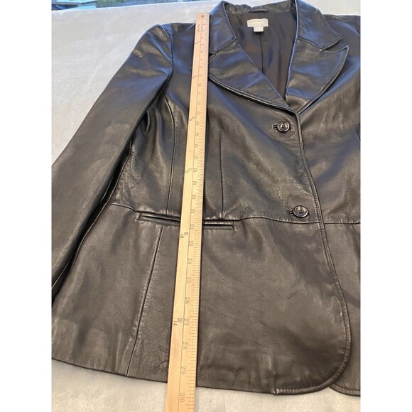 Old Navy Womens Genuine Leather Jacket 2 Button Black Size XXL - Picture 3 of 8